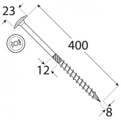 Wkręt ciesielski talerz 8x400